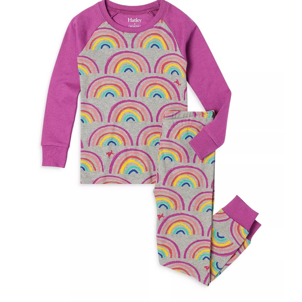 Hatley Girls Rainbow Dreams Raglan Pajama Set. Size 4